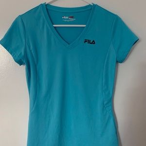 Blue V-Neck Fila Workout Top